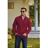 COOFANDY Men’s Fleece Quarter Zip Pullover Mock Neck Long Sleeve Sweatshirt(Wine Red)