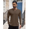 COOFANDY Men’s Henley Shirts Long Sleeve Button T-Shirt Lightweight Fashion Casual Pullover Shirt(Brown)