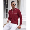 COOFANDY Mens Knit Polo Long Sleeve Collared Sweater Polo Business Casual Polos with Pocket(Red)