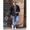 COOFANDY Mens Long Sleeve Button Down Shirts Casual Untucked Shirts for Men Dress Shirts Beach Wedding Shirts(Black Grey-square)