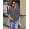 COOFANDY Mens Long Sleeve Button Down Shirts Casual Untucked Shirts for Men Dress Shirts Beach Wedding Shirts(Black Grey-square)