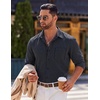 COOFANDY Mens Long Sleeve Button Down Shirts Casual Untucked Shirts for Men Dress Shirts Beach Wedding Shirts(Black Plaid)