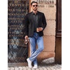 COOFANDY Mens Long Sleeve Button Down Shirts Casual Untucked Shirts for Men Dress Shirts Beach Wedding Shirts(Black Plaid)