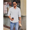 COOFANDY Mens Long Sleeve Button Down Shirts Casual Untucked Shirts for Men Dress Shirts Beach Wedding Shirts(Blue Dot-white)