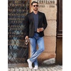 COOFANDY Mens Long Sleeve Button Down Shirts Casual Untucked Shirts for Men Dress Shirts Beach Wedding Shirts(Navy-white)