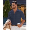 COOFANDY Mens Long Sleeve Button Down Shirts Casual Untucked Shirts for Men Dress Shirts Beach Wedding Shirts(Navy-white)