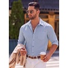 COOFANDY Mens Long Sleeve Button Down Shirts Casual Untucked Shirts for Men Dress Shirts Beach Wedding Shirts(White Stripe-blue)