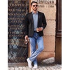 COOFANDY Mens Long Sleeve Button Down Shirts Casual Untucked Shirts for Men Dress Shirts Beach Wedding Shirts(White Stripe-blue)