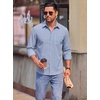 COOFANDY Mens Long Sleeve Button Down Shirts Casual Untucked Shirts for Men Dress Shirts Beach Wedding Shirts(White Stripe-blue)