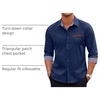 COOFANDY Men’s Long Sleeve Casual Button Down Shirts Untucked Shirts Plaid Collar Vintage Denim Shirt(Dark Blue)