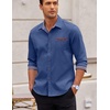 COOFANDY Men’s Long Sleeve Casual Button Down Shirts Untucked Shirts Plaid Collar Vintage Denim Shirt(Sky Blue)