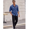 COOFANDY Men’s Long Sleeve Casual Button Down Shirts Untucked Shirts Plaid Collar Vintage Denim Shirt(Sky Blue)