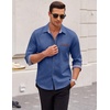 COOFANDY Men’s Long Sleeve Casual Button Down Shirts Untucked Shirts Plaid Collar Vintage Denim Shirt(Sky Blue)
