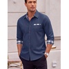COOFANDY Men’s Long Sleeve Casual Button Down Shirts Untucked Shirts Plaid Collar Vintage Denim Shirt(Type 02 – Denim Blue)