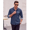 COOFANDY Men’s Long Sleeve Casual Button Down Shirts Untucked Shirts Plaid Collar Vintage Denim Shirt(Type 02 – Denim Blue)