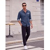 COOFANDY Men’s Long Sleeve Casual Button Down Shirts Untucked Shirts Plaid Collar Vintage Denim Shirt(Type 02 – Denim Blue)