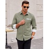 COOFANDY Men’s Long Sleeve Casual Button Down Shirts Untucked Shirts Plaid Collar Vintage Denim Shirt(Type 02 – Ice Green)