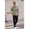 COOFANDY Men’s Long Sleeve Casual Button Down Shirts Untucked Shirts Plaid Collar Vintage Denim Shirt(Type 02 – Ice Green)