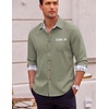 COOFANDY Men’s Long Sleeve Casual Button Down Shirts Untucked Shirts Plaid Collar Vintage Denim Shirt(Type 02 – Ice Green)