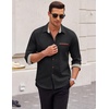 COOFANDY Men’s Long Sleeve Casual Button Down Shirts Untucked Shirts Plaid Collar Vintage Denim Shirt(Type 03 – Black)