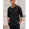 COOFANDY Men’s Long Sleeve Casual Button Down Shirts Untucked Shirts Plaid Collar Vintage Denim Shirt(Type 03 – Black)