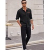 COOFANDY Men’s Long Sleeve Casual Button Down Shirts Untucked Shirts Plaid Collar Vintage Denim Shirt(Type 03 – Black)