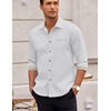 COOFANDY Men’s Long Sleeve Casual Button Down Shirts Untucked Shirts Plaid Collar Vintage Denim Shirt(Type 03 – White)