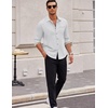 COOFANDY Men’s Long Sleeve Casual Button Down Shirts Untucked Shirts Plaid Collar Vintage Denim Shirt(Type 03 – White)