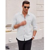 COOFANDY Men’s Long Sleeve Casual Button Down Shirts Untucked Shirts Plaid Collar Vintage Denim Shirt(Type 03 – White)