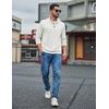 COOFANDY Mens Quarter Button Sweatshirt Long Sleeve Pullover Waffle Casual Stand Collar Sweater(White)