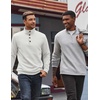 COOFANDY Mens Quarter Button Sweatshirt Long Sleeve Pullover Waffle Casual Stand Collar Sweater(White)
