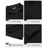 COOFANDY Mens Quarter Zip Cotton Pullover Mock Neck Casual Sweatshirt(Black)