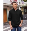 COOFANDY Mens Quarter Zip Cotton Pullover Mock Neck Casual Sweatshirt(Black)