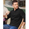 COOFANDY Mens Quarter Zip Cotton Pullover Mock Neck Casual Sweatshirt(Black)