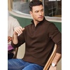 COOFANDY Mens Quarter Zip Cotton Pullover Mock Neck Casual Sweatshirt(Brown)