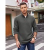 COOFANDY Mens Quarter Zip Cotton Pullover Mock Neck Casual Sweatshirt(Dark Grey)