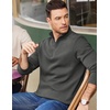 COOFANDY Mens Quarter Zip Cotton Pullover Mock Neck Casual Sweatshirt(Dark Grey)