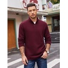 COOFANDY Mens Quarter Zip Cotton Pullover Mock Neck Casual Sweatshirt(Dark Red)