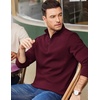 COOFANDY Mens Quarter Zip Cotton Pullover Mock Neck Casual Sweatshirt(Dark Red)