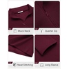 COOFANDY Mens Quarter Zip Cotton Pullover Mock Neck Casual Sweatshirt(Dark Red)