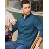 COOFANDY Mens Quarter Zip Cotton Pullover Mock Neck Casual Sweatshirt(Grey Blue)