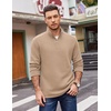 COOFANDY Mens Quarter Zip Cotton Pullover Mock Neck Casual Sweatshirt(Khaki)