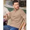 COOFANDY Mens Quarter Zip Cotton Pullover Mock Neck Casual Sweatshirt(Khaki)