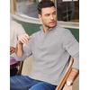 COOFANDY Mens Quarter Zip Cotton Pullover Mock Neck Casual Sweatshirt(Light Grey)