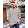 COOFANDY Mens Quarter Zip Cotton Pullover Mock Neck Casual Sweatshirt(Light Grey)