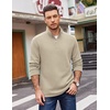 COOFANDY Mens Quarter Zip Cotton Pullover Mock Neck Casual Sweatshirt(Moon Grey)
