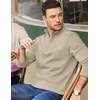 COOFANDY Mens Quarter Zip Cotton Pullover Mock Neck Casual Sweatshirt(Moon Grey)