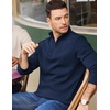 COOFANDY Mens Quarter Zip Cotton Pullover Mock Neck Casual Sweatshirt(Navy Blue)