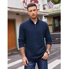 COOFANDY Mens Quarter Zip Cotton Pullover Mock Neck Casual Sweatshirt(Navy Blue)