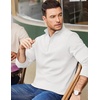 COOFANDY Mens Quarter Zip Cotton Pullover Mock Neck Casual Sweatshirt(White)
